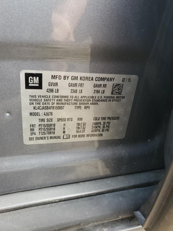 2015 Buick Encore VIN: KL4CJASB4FB150697 Lot: 64997095