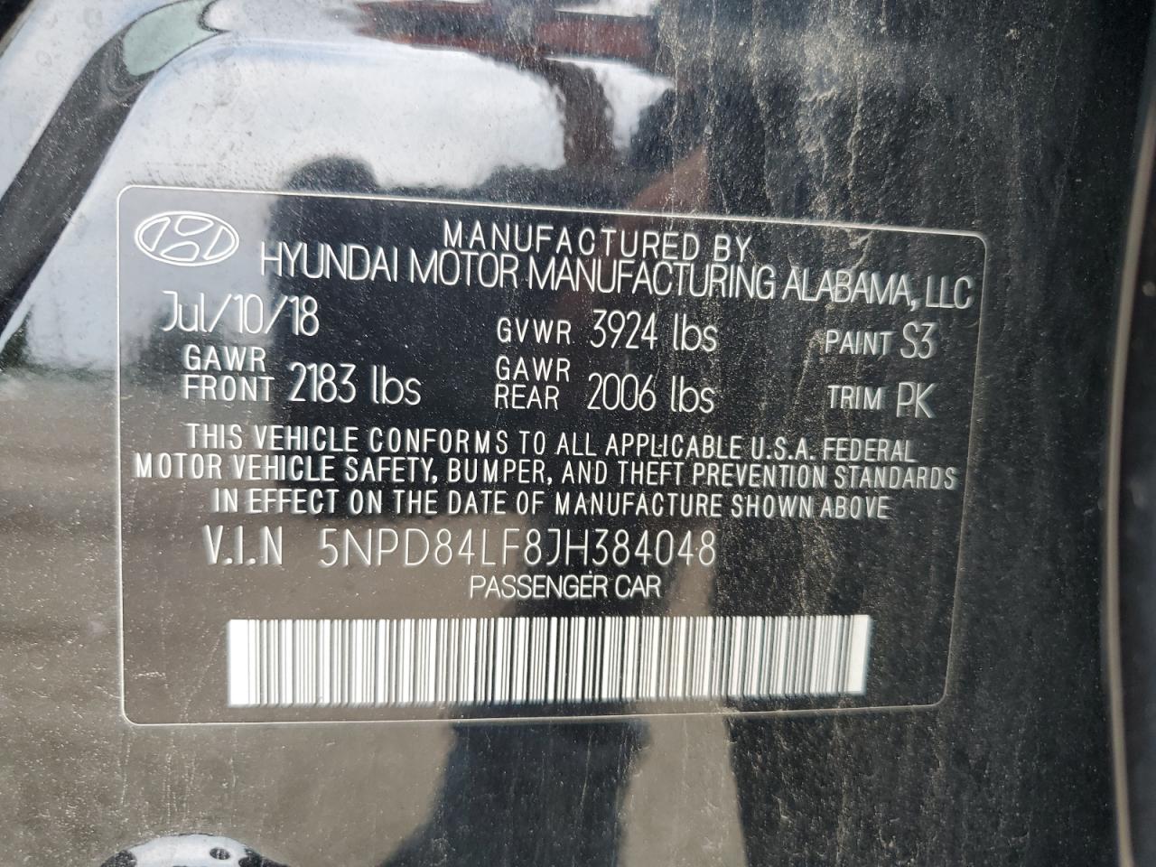 2018 Hyundai Elantra Sel VIN: 5NPD84LF8JH384048 Lot: 63471685