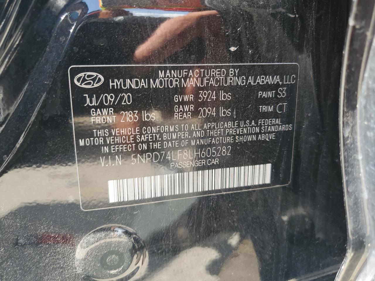2020 Hyundai Elantra Se VIN: 5NPD74LF8LH605282 Lot: 64435505