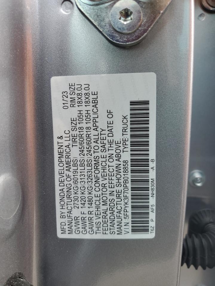 2023 Honda Ridgeline Rtl-E VIN: 5FPYK3F70PB018858 Lot: 64210205