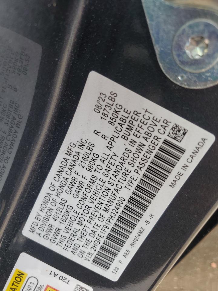 2023 Honda Civic Touring VIN: 2HGFE1F91PH324900 Lot: 65426915