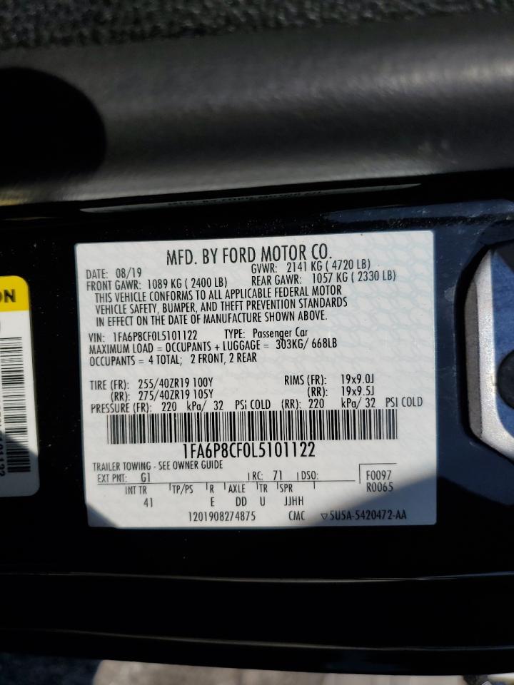2020 Ford Mustang Gt VIN: 1FA6P8CF0L5101122 Lot: 64829145