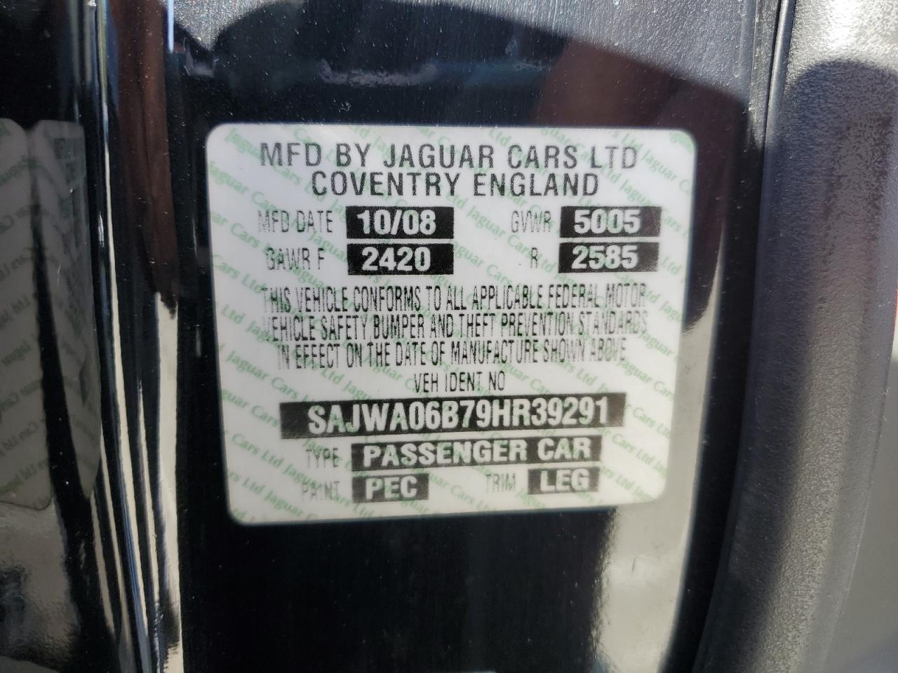 2009 Jaguar Xf Premium Luxury VIN: SAJWA06B79HR39291 Lot: 66961975