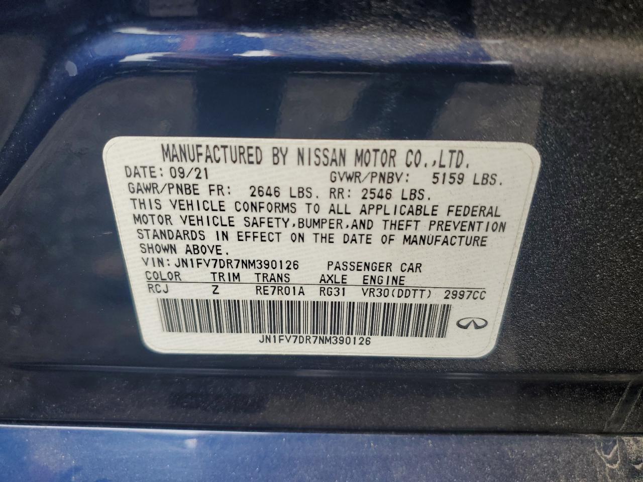 2022 Infiniti Q50 Red Sport 400 VIN: JN1FV7DR7NM390126 Lot: 63822295
