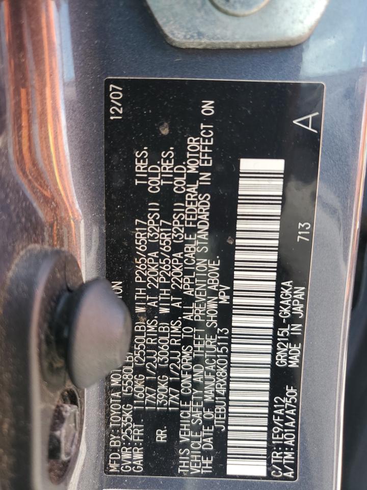 2008 Toyota 4Runner Sr5 VIN: JTEBU14RX8K015113 Lot: 64586465