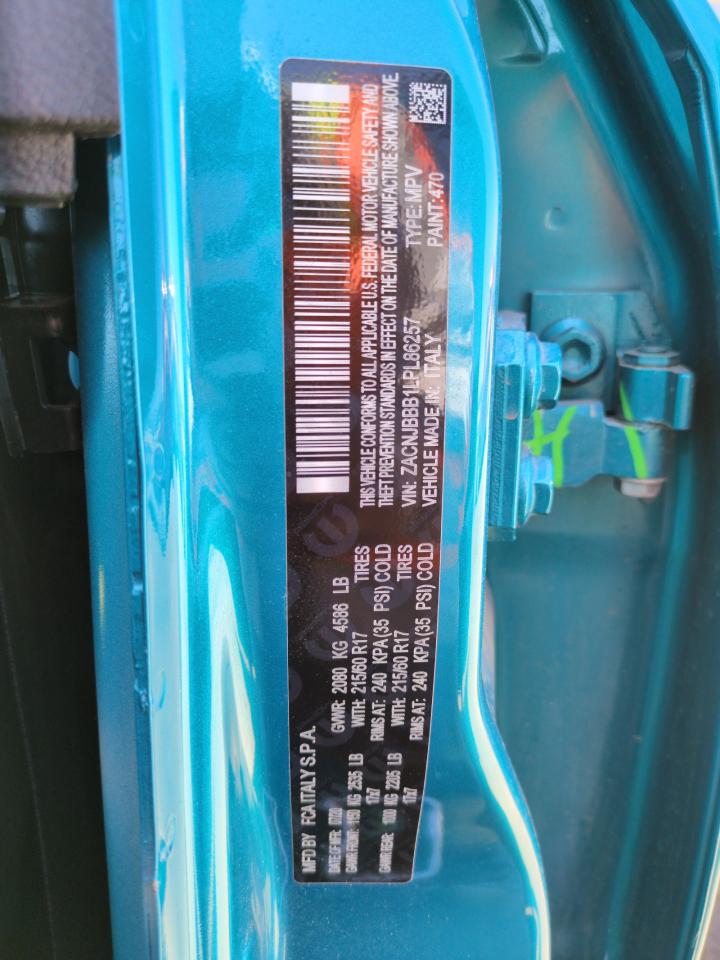 2020 Jeep Renegade Latitude VIN: ZACNJBBB1LPL86257 Lot: 63786875