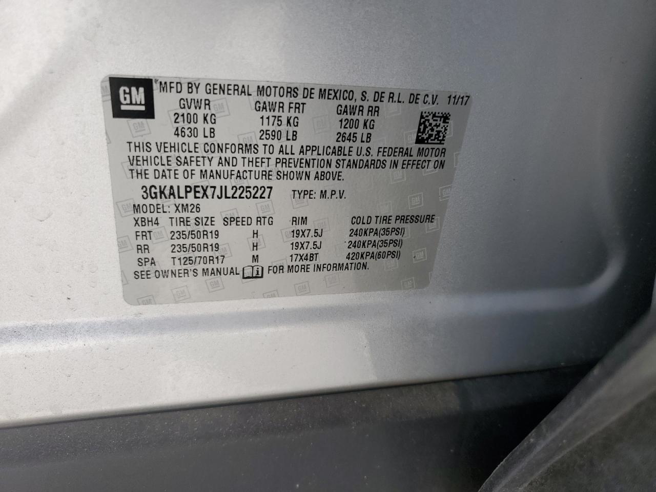 2018 GMC Terrain Slt VIN: 3GKALPEX7JL225227 Lot: 64611935