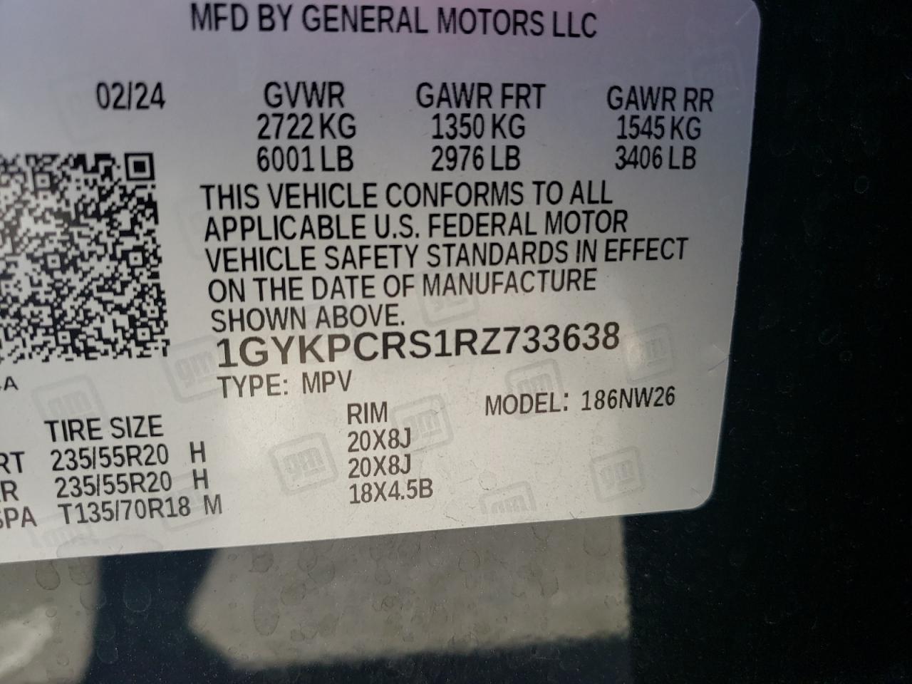 2024 Cadillac Xt6 Premiu VIN: 733638 Lot: 65838395
