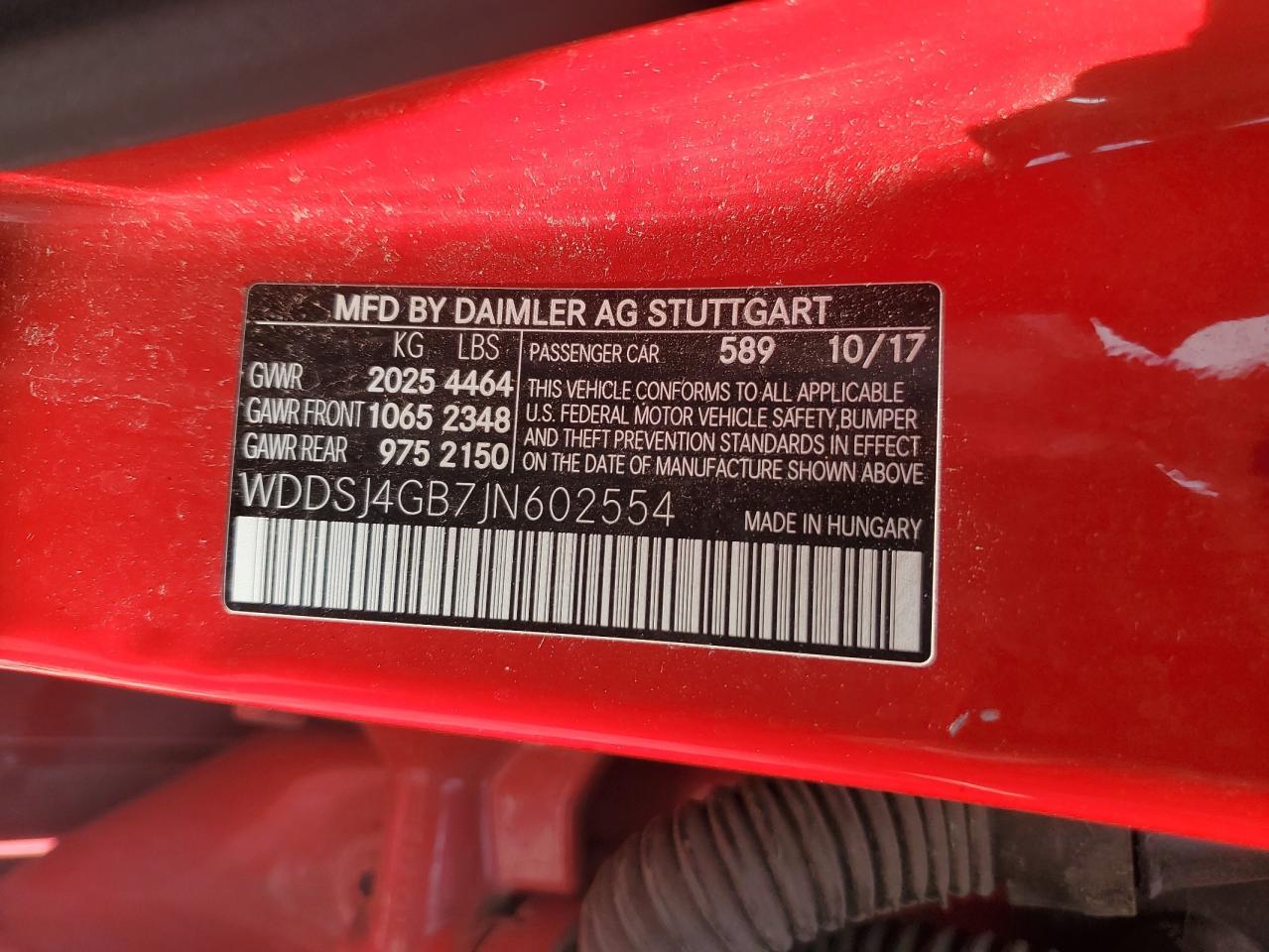 wddsj4gb7jn602554 WDDSJ4GB7JN602554 2018 Mercedes-Benz Cla 250 4Matic