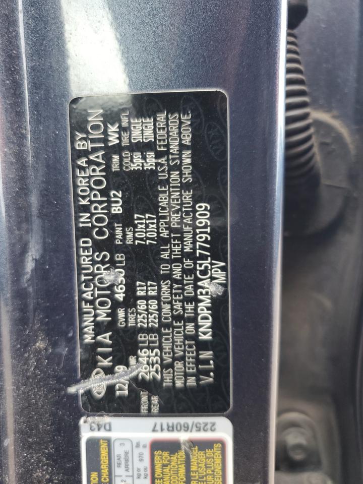2020 Kia Sportage Lx VIN: KNDPM3AC5L7791909 Lot: 64130095