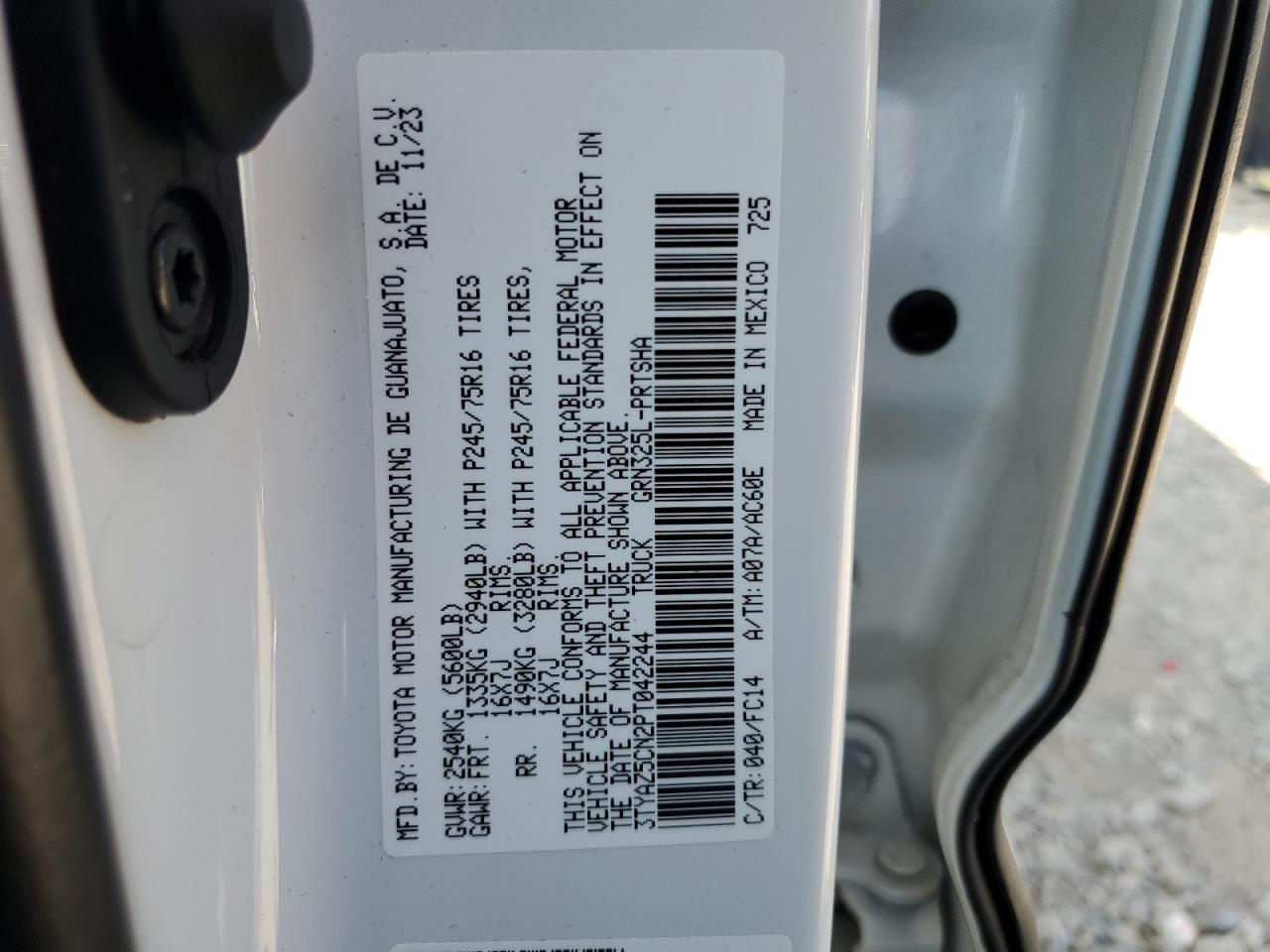 2023 Toyota Tacoma Double Cab VIN: 3TYAZ5CN2PT042244 Lot: 64309685