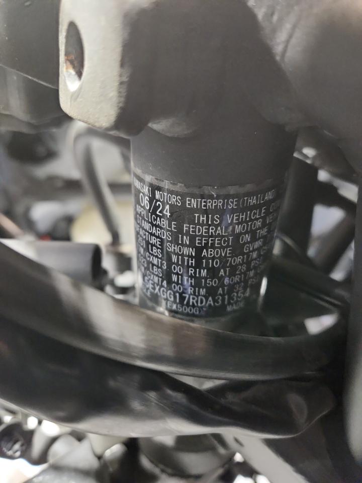 2024 Kawasaki Ex500 VIN: ML5EXGG17RDA31354 Lot: 63742645