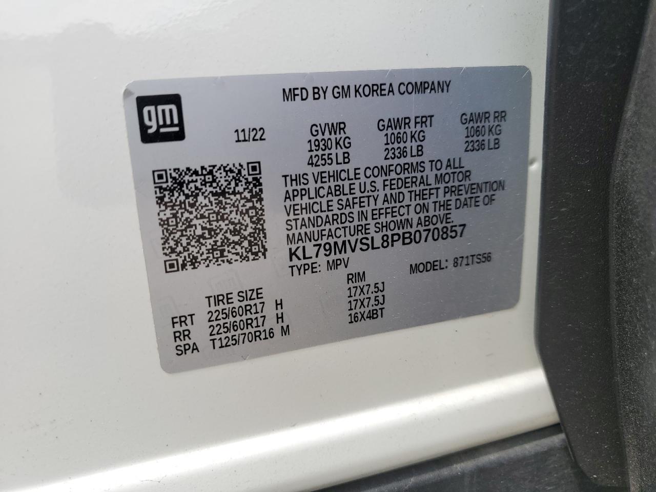 2023 Chevrolet Trailblazer Activ VIN: KL79MVSL8PB070857 Lot: 65229595