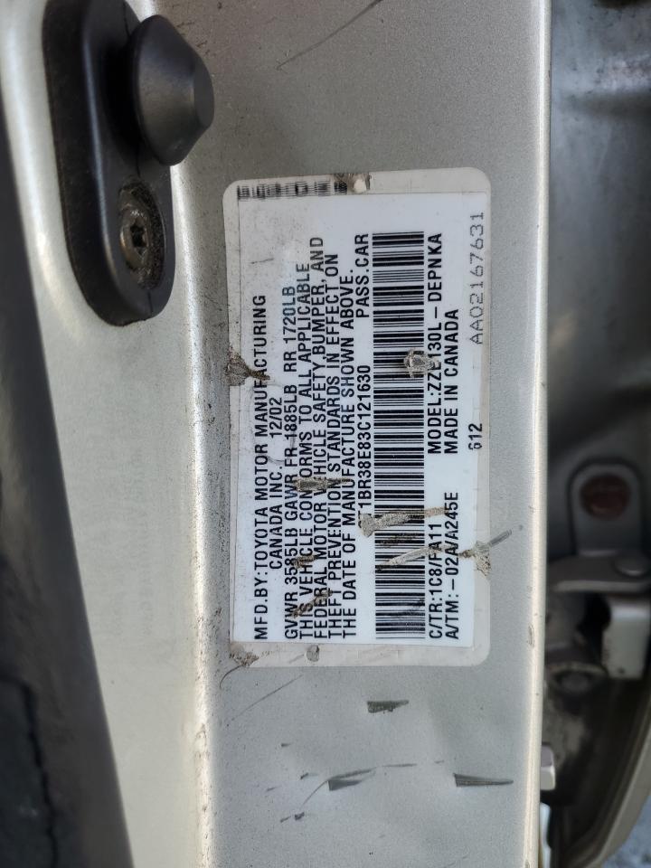 2003 Toyota Corolla Ce VIN: 2T1BR38E83C121630 Lot: 62353515