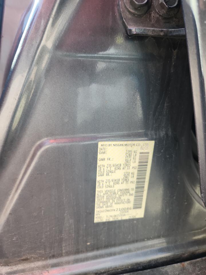 2015 Nissan Murano S VIN: 5N1AZ2MH3FN210086 Lot: 64290755