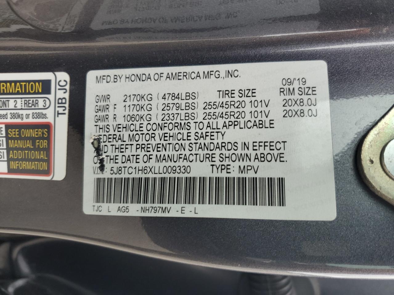 2020 Acura Rdx A-Spec VIN: 5J8TC1H6XLL009330 Lot: 64182395