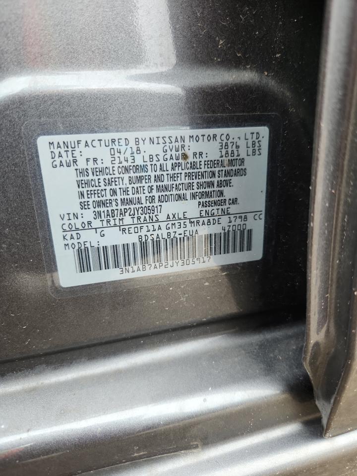 2018 Nissan Sentra S VIN: 3N1AB7AP2JY305917 Lot: 65949015