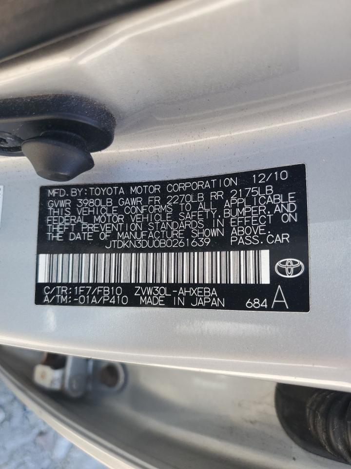 2011 Toyota Prius VIN: JTDKN3DU0B0261639 Lot: 65722545