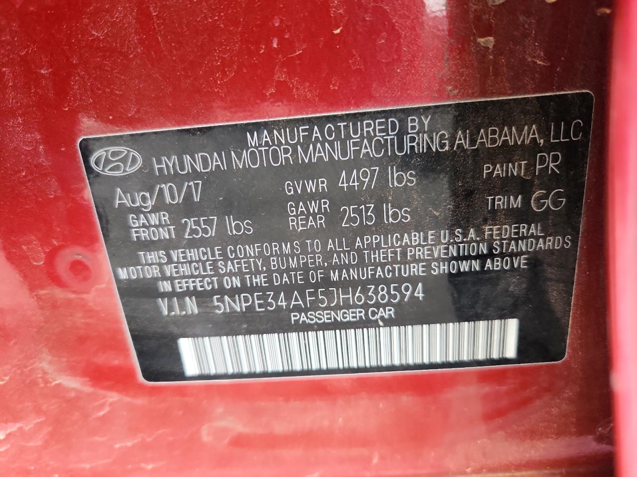 2018 Hyundai Sonata Sport VIN: 5NPE34AF5JH638594 Lot: 65538745