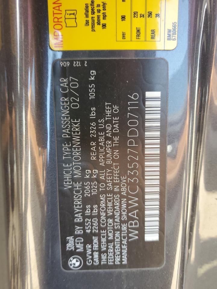 2007 BMW 328 Xi VIN: WBAWC33527PD07116 Lot: 64682565