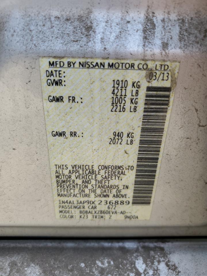 2013 Nissan Altima 2.5 VIN: 1N4AL3AP9DC236889 Lot: 65146245