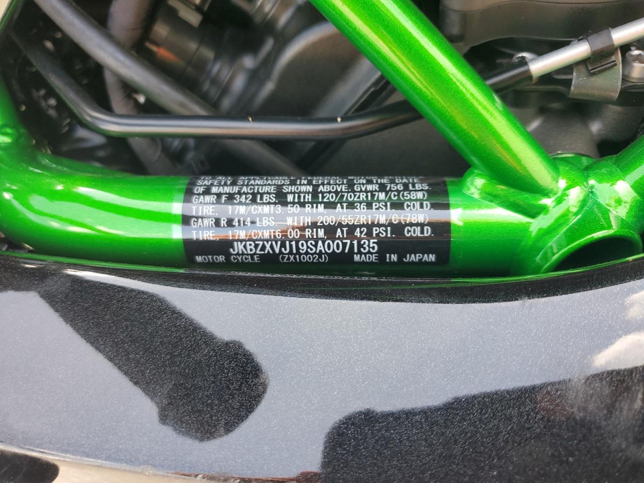 jkbzxvj19sa007135 JKBZXVJ19SA007135 2025 Kawasaki Zx1002