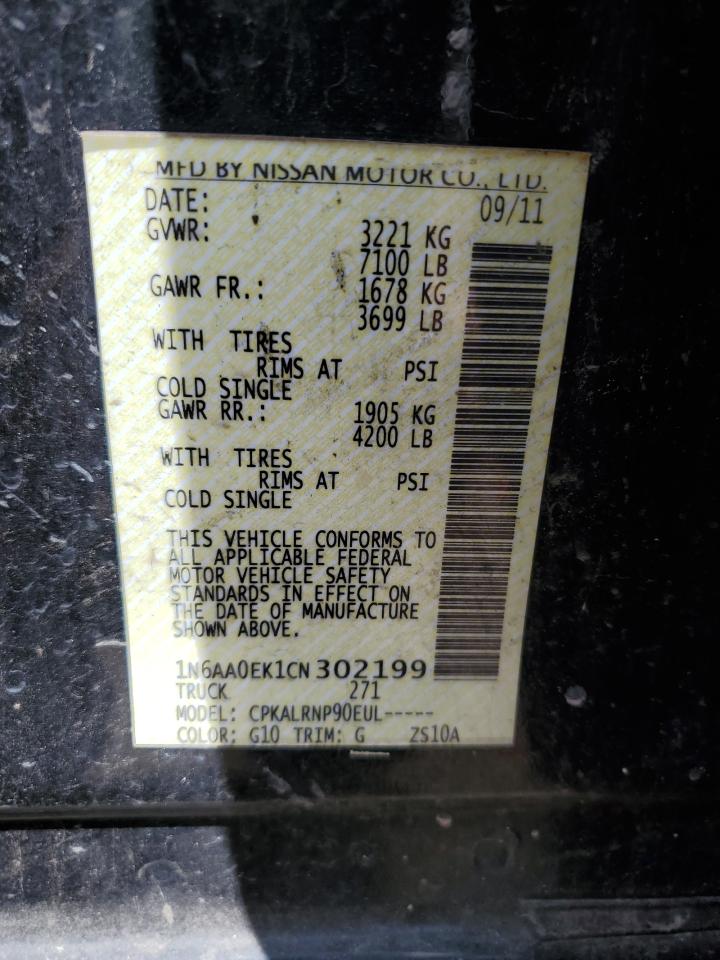 2012 Nissan Titan S VIN: 1N6AA0EK1CN302199 Lot: 63037615