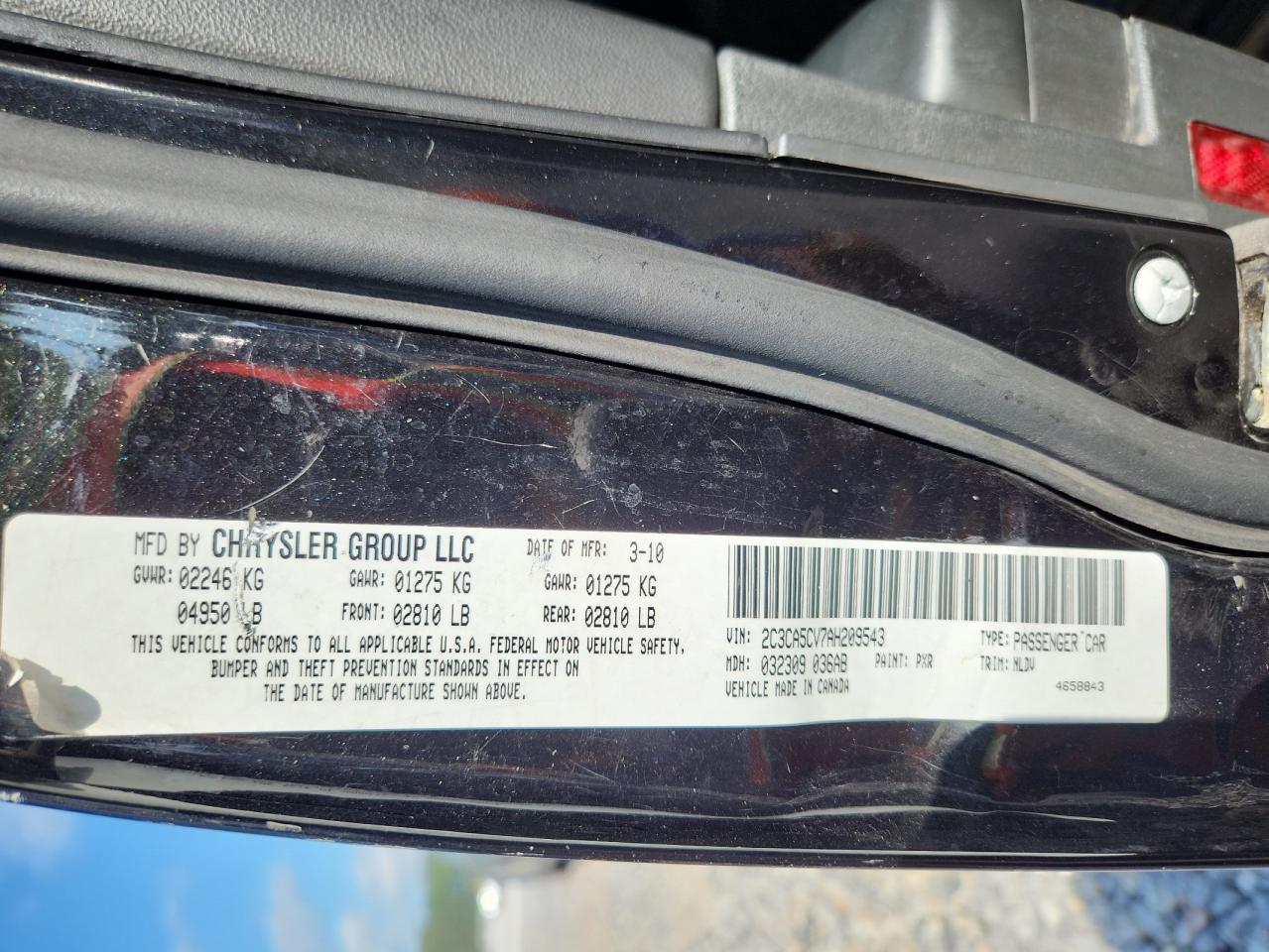 2010 Chrysler 300 Touring VIN: 2C3CA5CV7AH209543 Lot: 65643645