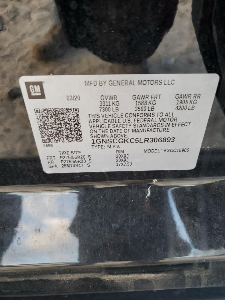 2020 Chevrolet Suburban C1500 Ls VIN: 1GNSCGKC5LR306893 Lot: 65370435