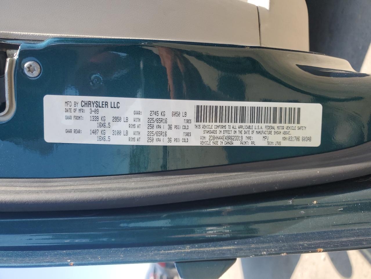 2009 Dodge Grand Caravan Se VIN: 2D8HN44E49R623319 Lot: 63414875