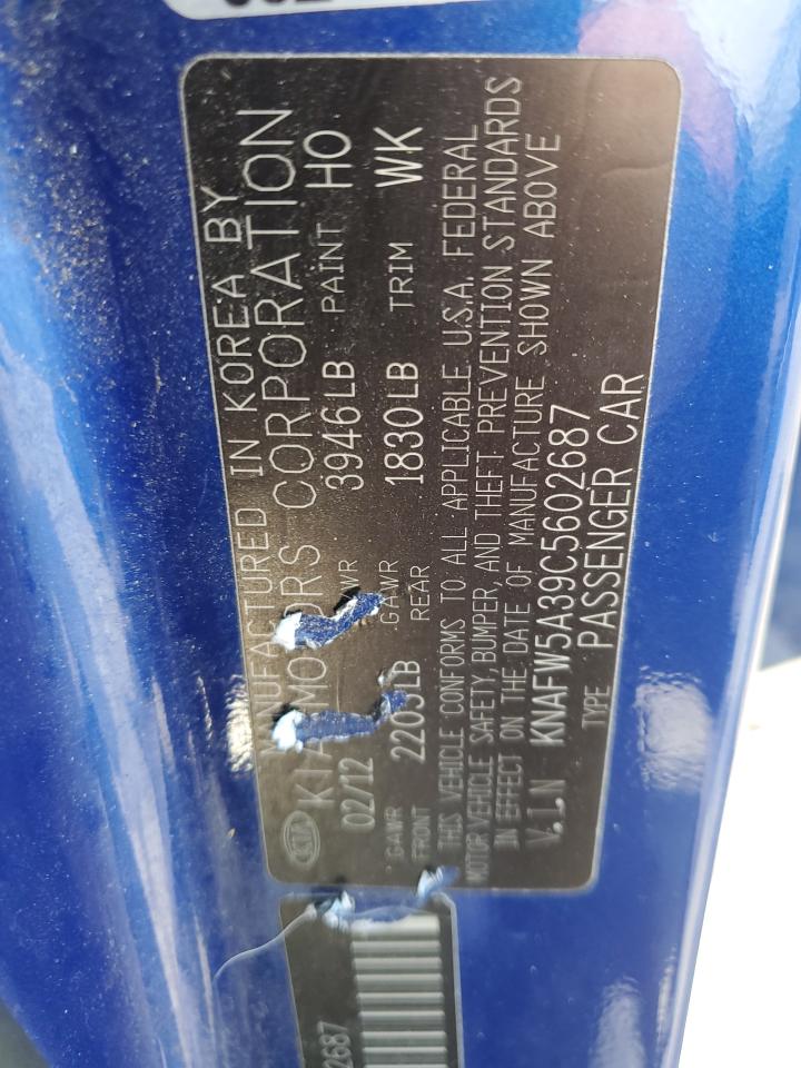 2012 Kia Forte Sx VIN: KNAFW5A39C5602687 Lot: 63118355