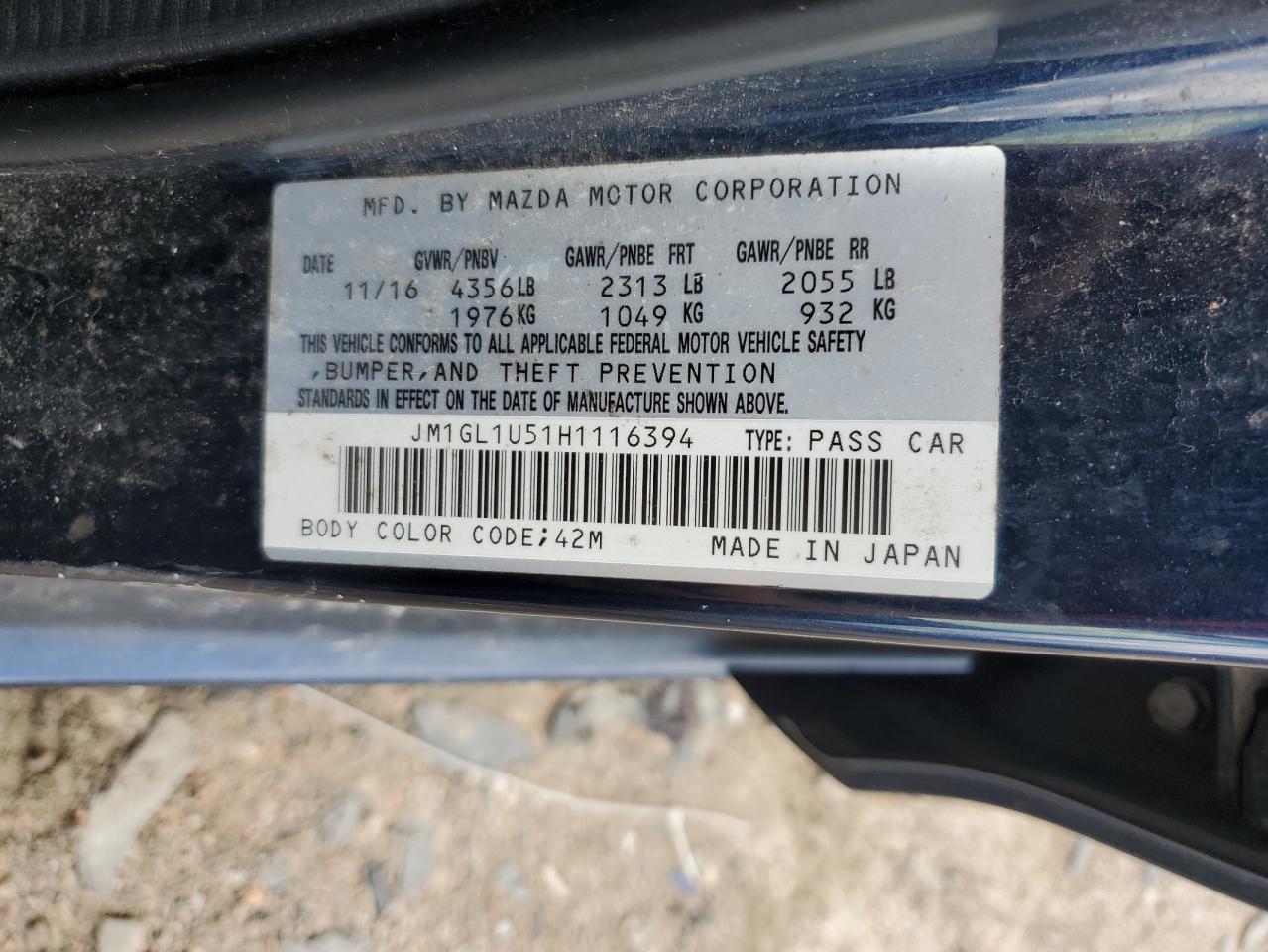 2017 Mazda 6 Sport VIN: JM1GL1U51H1116394 Lot: 64568805