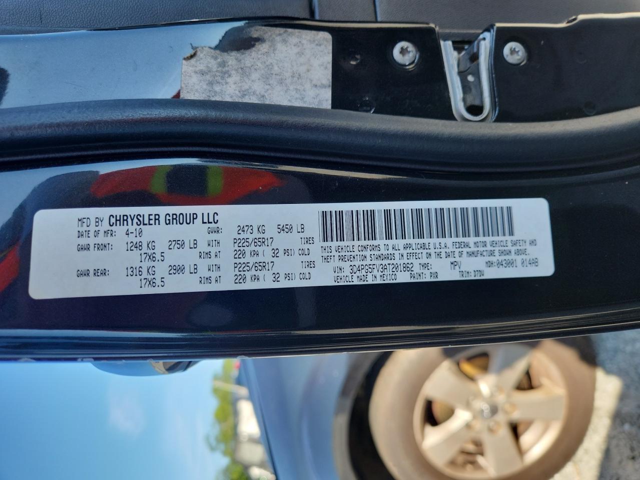 2010 Dodge Journey Sxt VIN: 3D4PG5FV3AT201862 Lot: 64589795