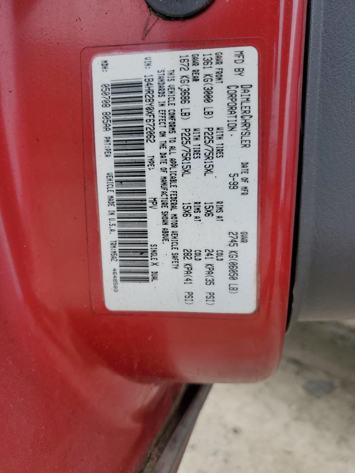1999 Dodge Durango VIN: 1B4HR28Y0XF672062 Lot: 64004405