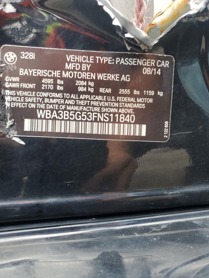 2015 BMW 328 Xi Sulev VIN: WBA3B5G53FNS11840 Lot: 56533605