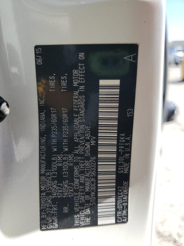 2015 Toyota Sienna Xle VIN: 5TDYK3DC3FS633276 Lot: 67418395