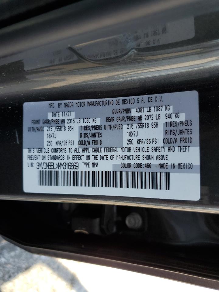 2021 Mazda Cx-30 Select VIN: 3MVDMBBLXMM316869 Lot: 64329955