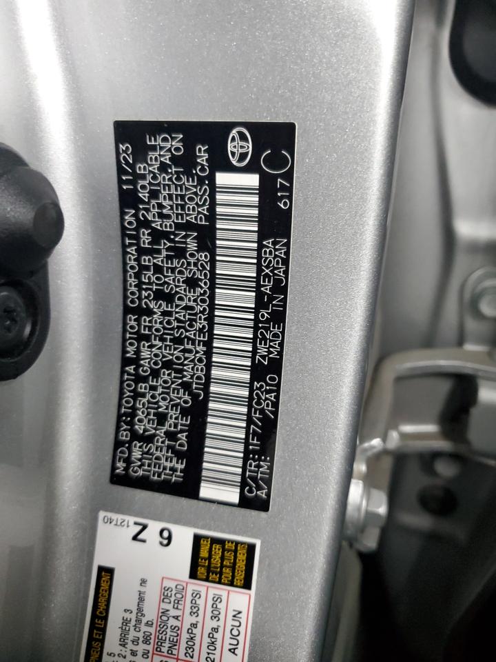 jtdbcmfe3r3036528 JTDBCMFE3R3036528 2024 Toyota Corolla Le