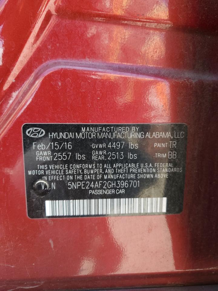 2016 Hyundai Sonata Se VIN: 5NPE24AF2GH396701 Lot: 63276395