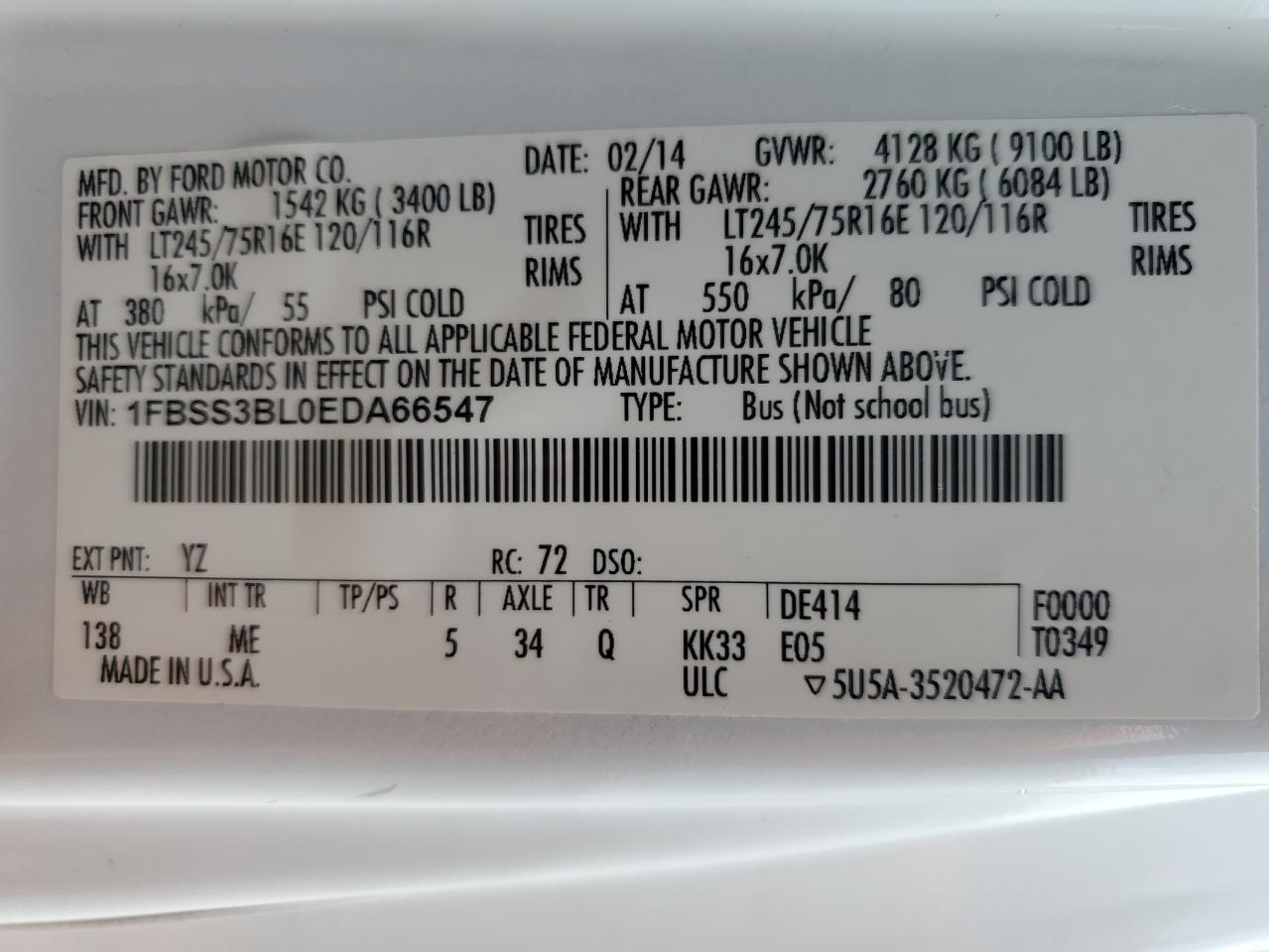 2008 Ford Econoline E350 Super Duty Wagon VIN: 1FBSS31L38DB14547 Lot: 65207915