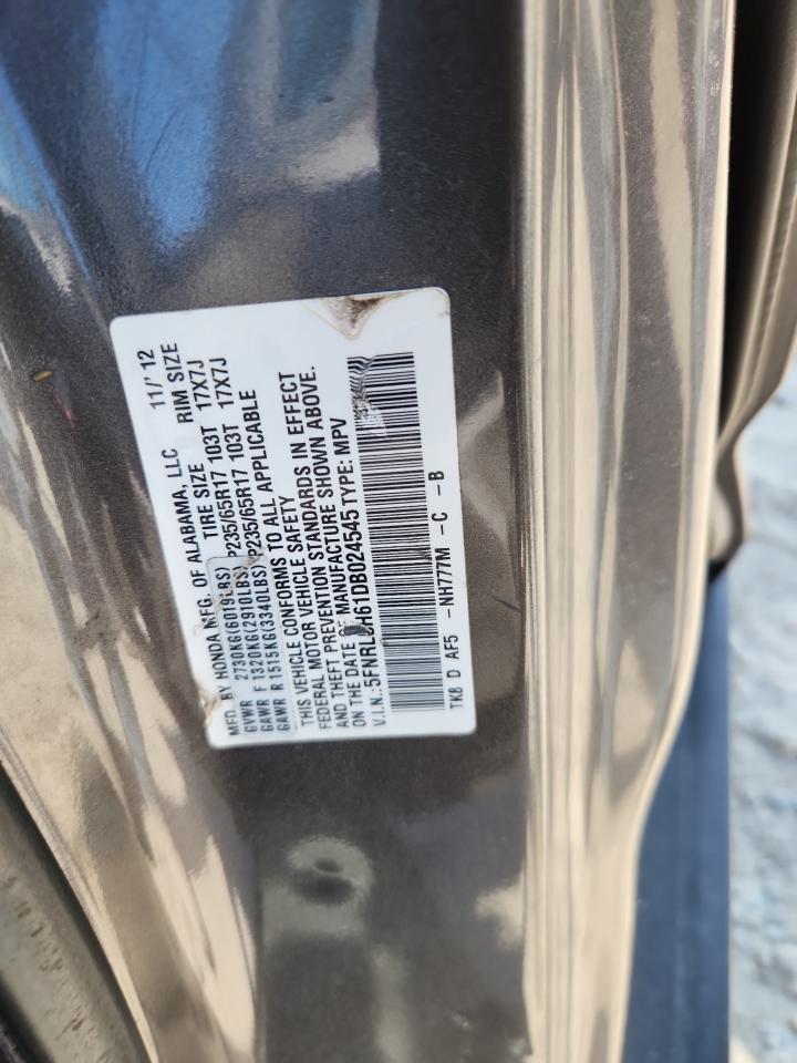 2013 Honda Odyssey Exl VIN: 5FNRL5H61DB024545 Lot: 64167115