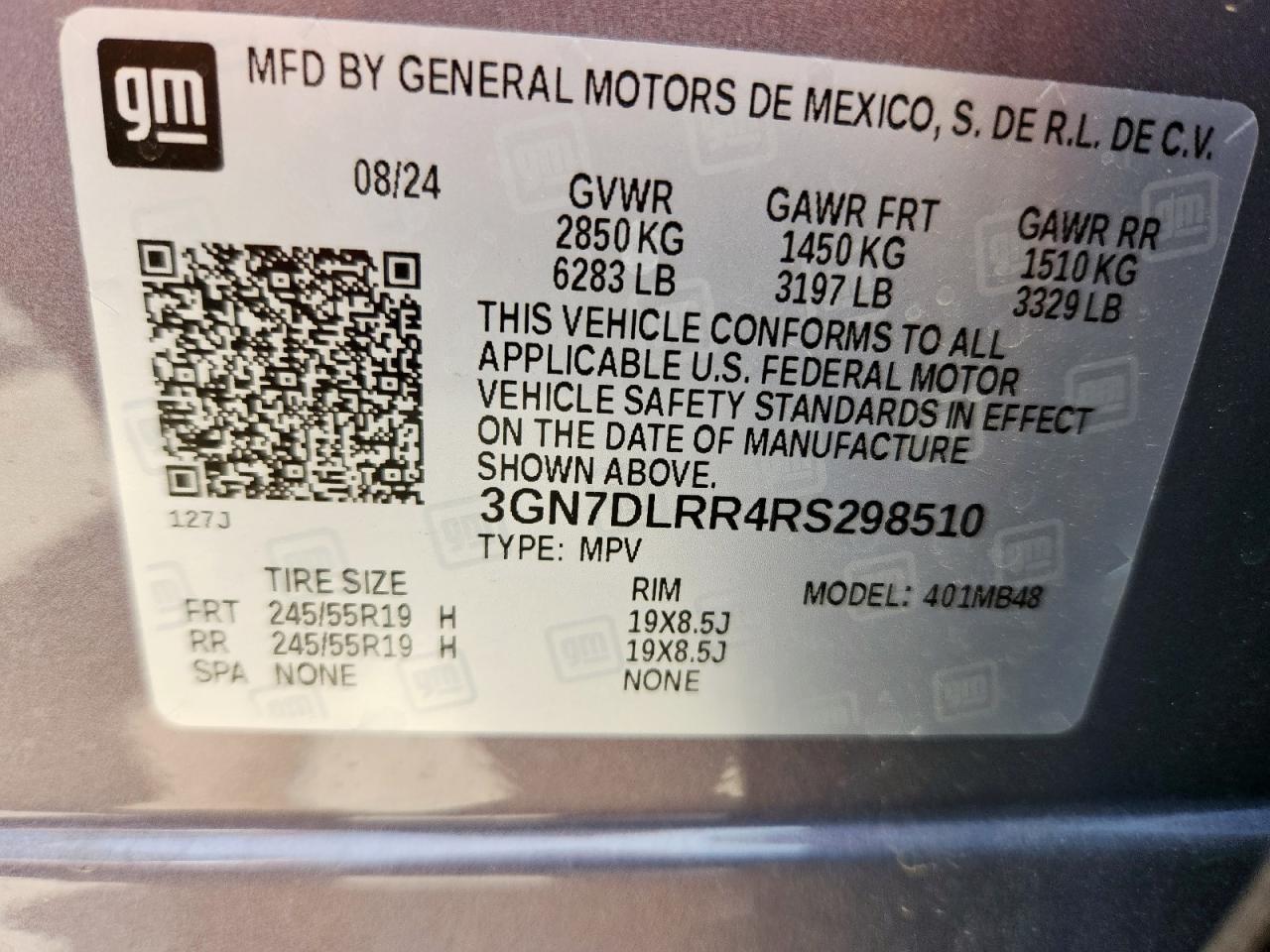 2024 Chevrolet Equinox 2Lt VIN: 3GN7DLRR4RS298510 Lot: 65345315