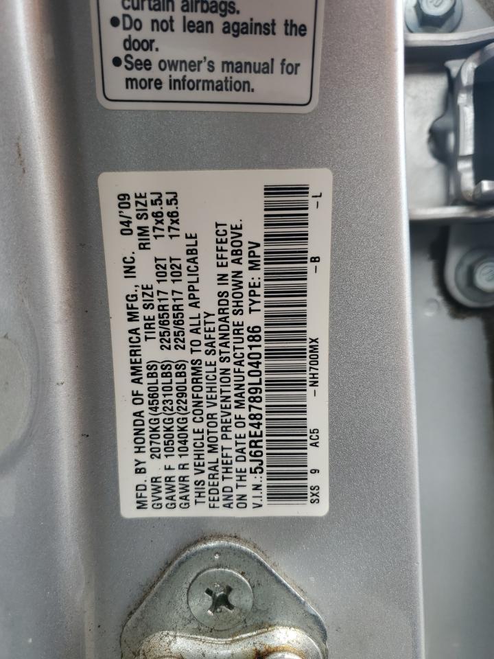 2009 Honda Cr-V Exl VIN: 5J6RE48789L040186 Lot: 66630965