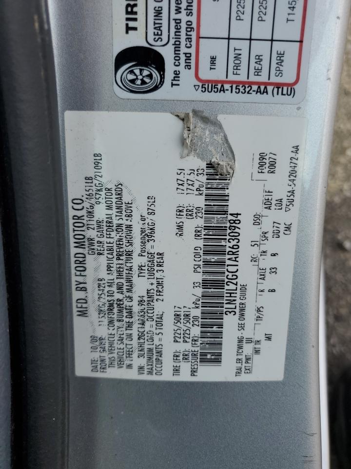 2010 Lincoln Mkz VIN: 3LNHL2GC1AR630984 Lot: 66168305