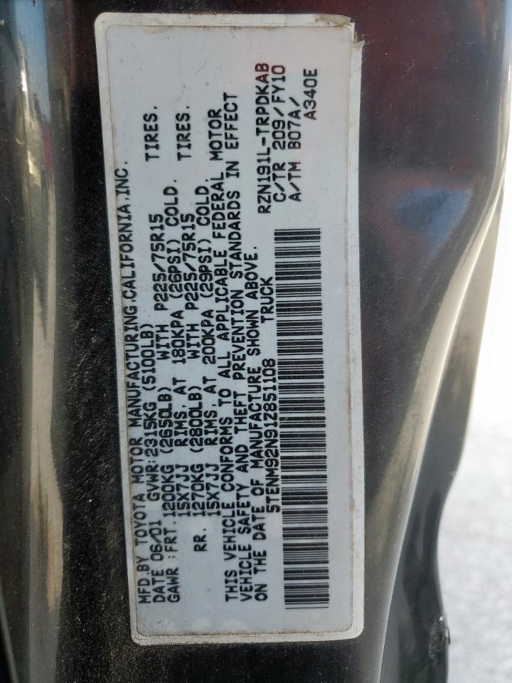 2001 Toyota Tacoma Prerunner VIN: 5TENM92N91Z851108 Lot: 65621275