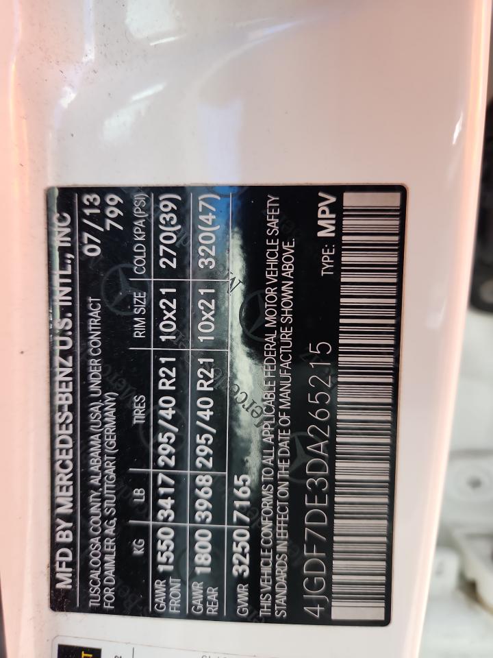 2013 Mercedes-Benz Gl 550 4Matic VIN: 4JGDF7DE3DA265215 Lot: 64761905