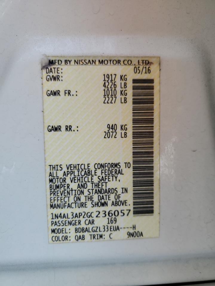 2016 Nissan Altima 2.5 VIN: 1N4AL3AP2GC236057 Lot: 65435445