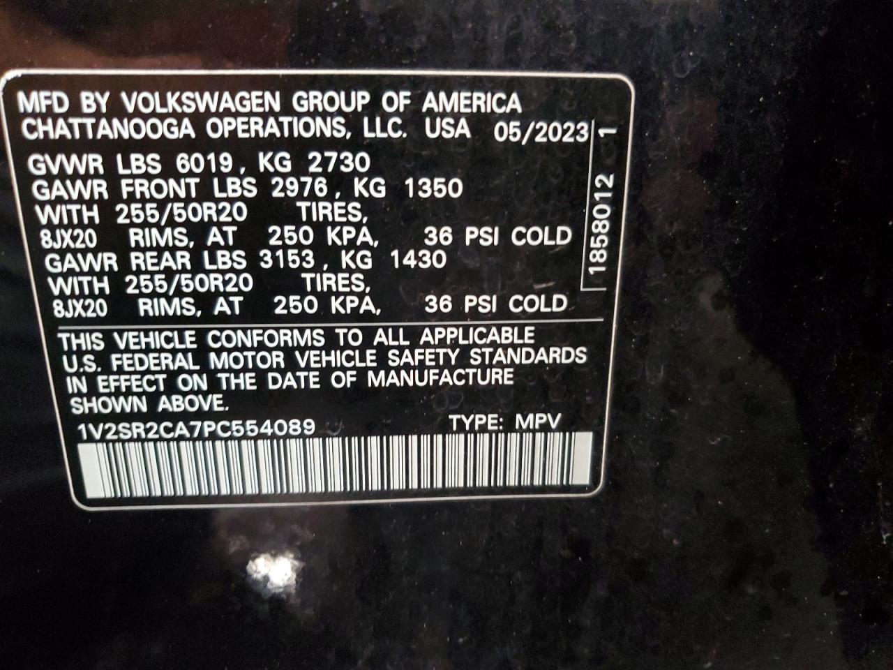 2023 Volkswagen Atlas Sel R-Line VIN: 1V2SR2CA7PC554089 Lot: 64467175
