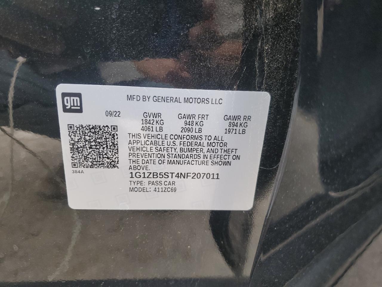 2022 Chevrolet Malibu Ls VIN: 1G1ZB5ST4NF207011 Lot: 65388985