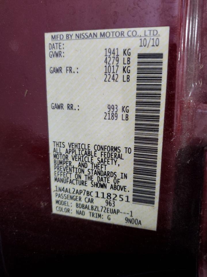 2011 Nissan Altima Base VIN: 1N4AL2AP7BC118251 Lot: 64818635